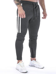 Men's Contrasting Stripe Zippered Training Sweatpants - 808Lush