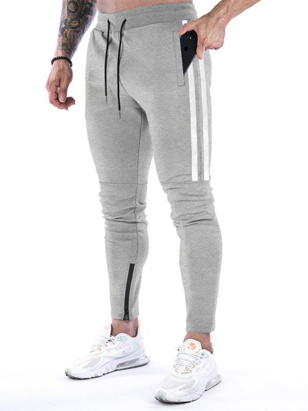 Men's Contrasting Stripe Zippered Training Sweatpants - 808Lush