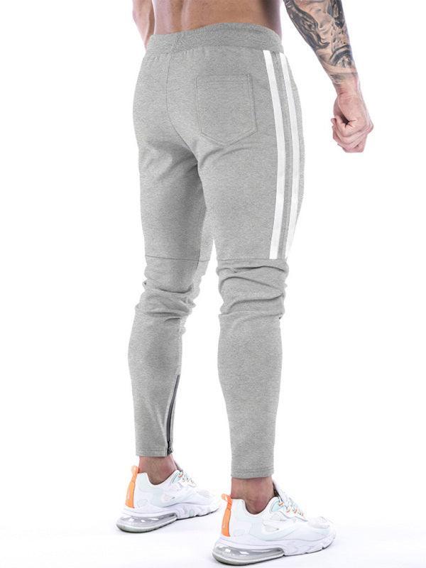 Men's Contrasting Stripe Zippered Training Sweatpants - 808Lush