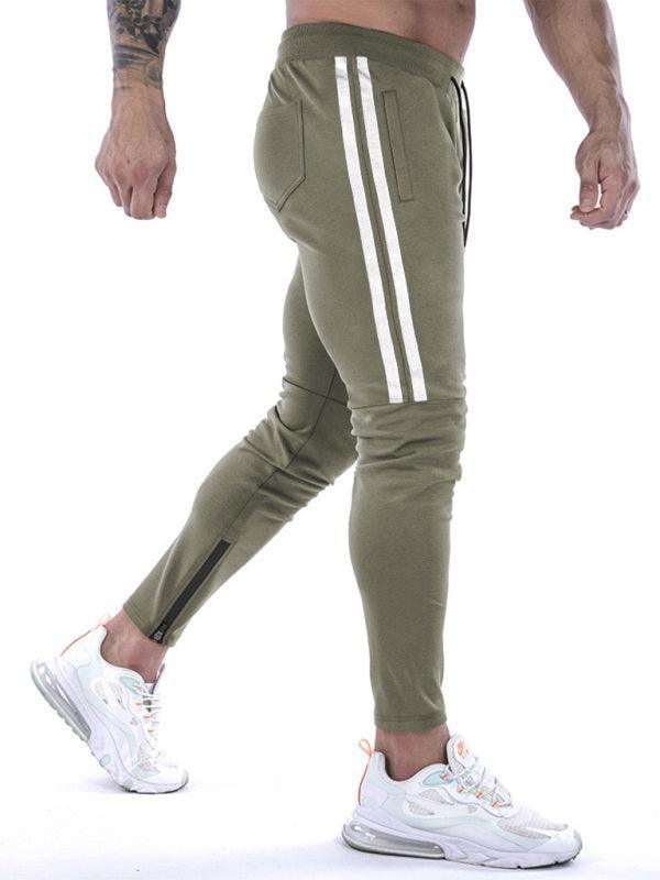 Men's Contrasting Stripe Zippered Training Sweatpants - 808Lush