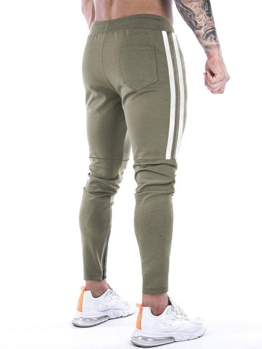 Men's Contrasting Stripe Zippered Training Sweatpants - 808Lush
