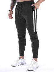 Men's Contrasting Stripe Zippered Training Sweatpants - 808Lush