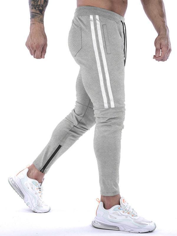 Men's Contrasting Stripe Zippered Training Sweatpants - 808Lush