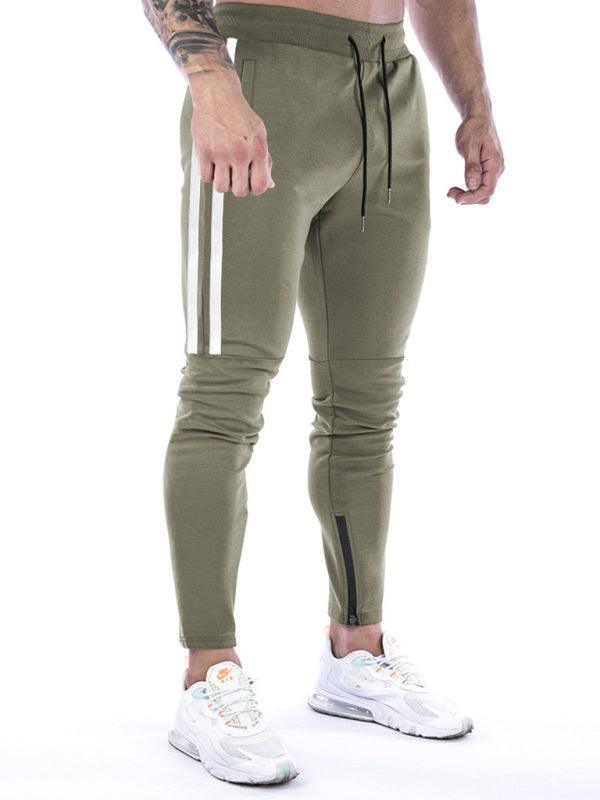 Men's Contrasting Stripe Zippered Training Sweatpants - 808Lush