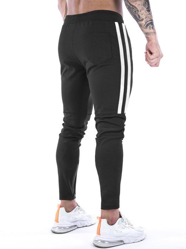 Men's Contrasting Stripe Zippered Training Sweatpants - 808Lush