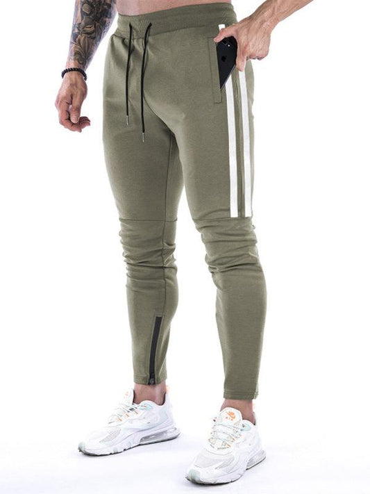 Men's Contrasting Stripe Zippered Training Sweatpants - 808Lush