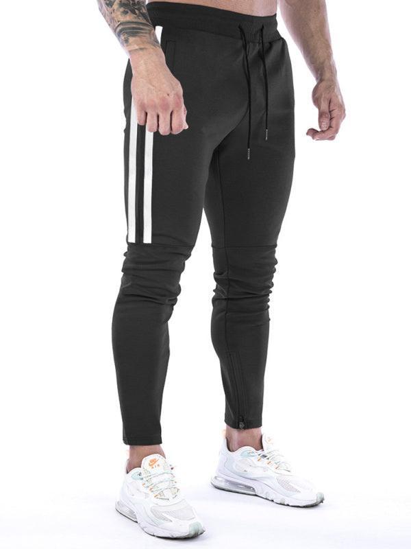 Men's Contrasting Stripe Zippered Training Sweatpants - 808Lush