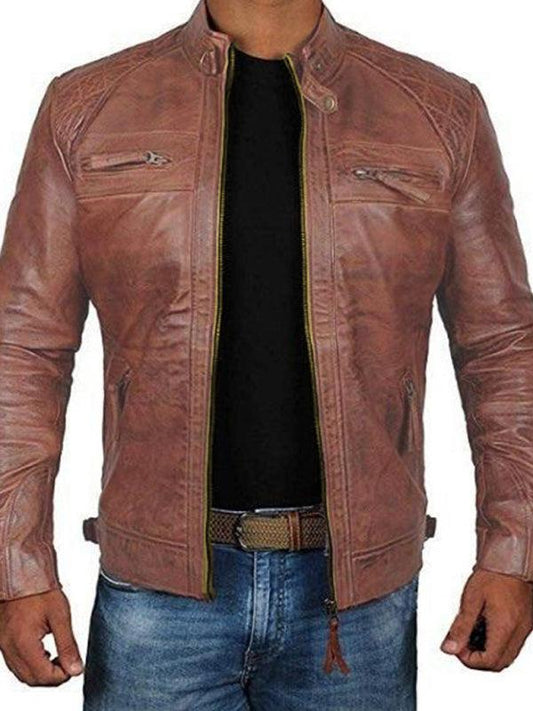 Men's Fashion Classic Leather Jacket - 808Lush
