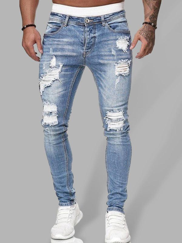 Men's Fashion Ripped Slim Skinny Jeans - 808Lush