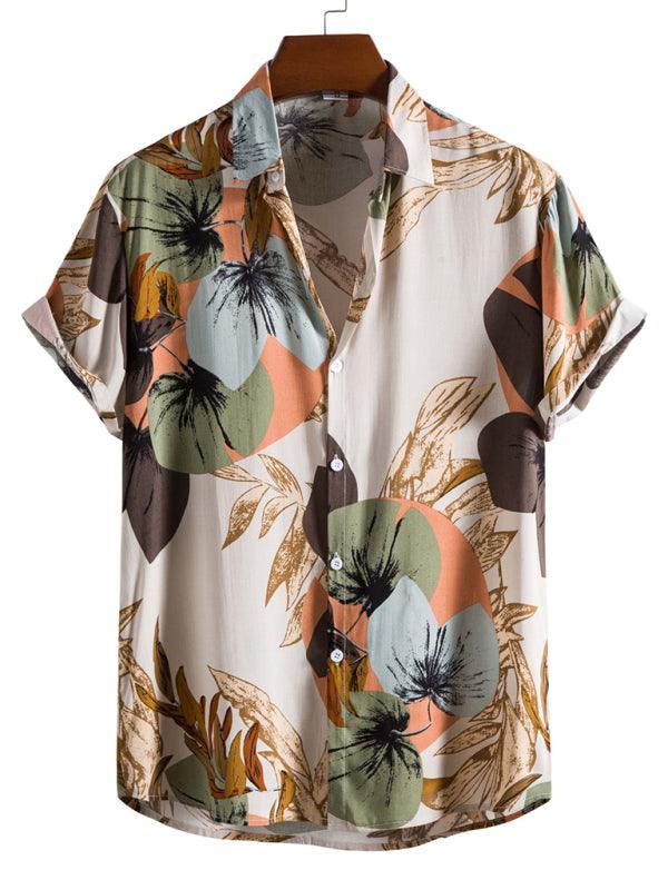 Men's Fashion Trend Casual Cotton Printed Short Sleeve Shirt - 808Lush