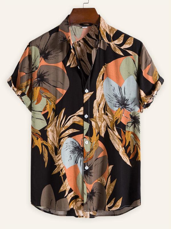 Men's Fashion Trend Casual Cotton Printed Short Sleeve Shirt - 808Lush