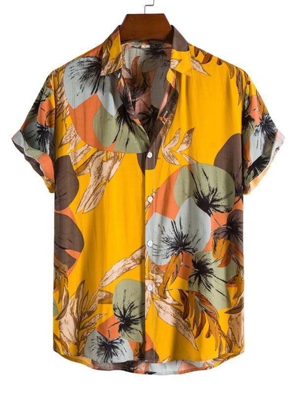 Men's Fashion Trend Casual Cotton Printed Short Sleeve Shirt - 808Lush