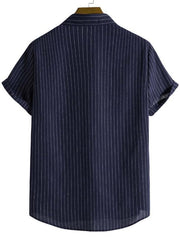 Men's Fashion Trend Casual Striped Short Sleeve Shirt - 808Lush