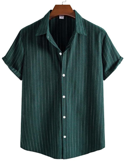 Men's Fashion Trend Casual Striped Short Sleeve Shirt - 808Lush