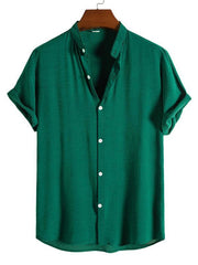 Men's Fashion Trendy Casual Short Sleeve Stand Collar Shirt - 808Lush