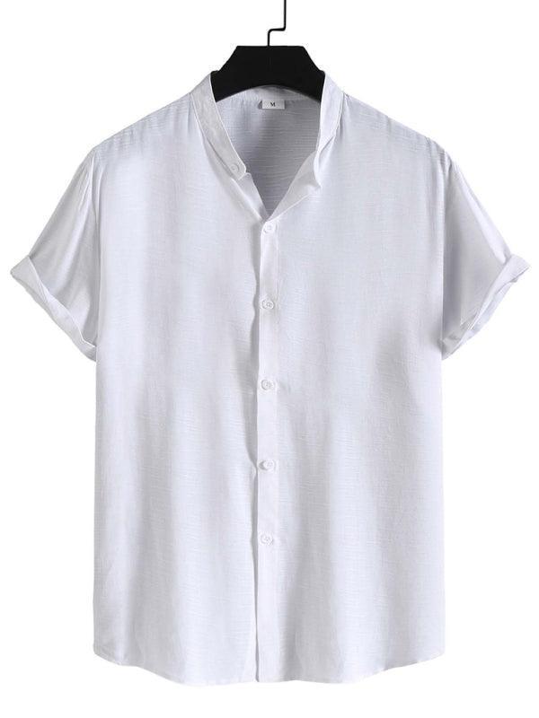 Men's Fashion Trendy Casual Short Sleeve Stand Collar Shirt - 808Lush