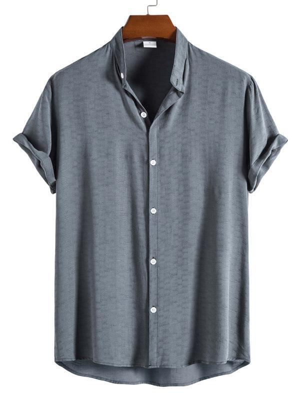 Men's Fashion Trendy Casual Short Sleeve Stand Collar Shirt - 808Lush