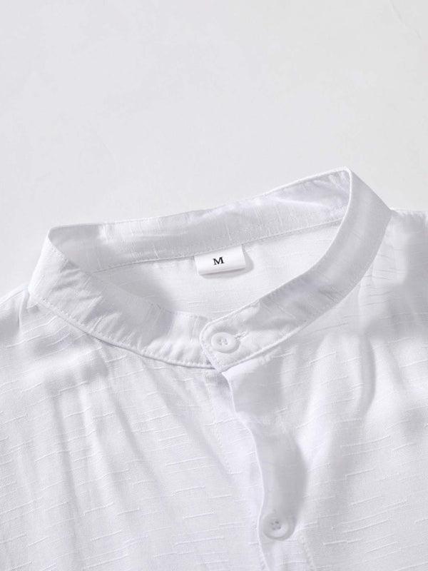 Men's Fashion Trendy Casual Short Sleeve Stand Collar Shirt - 808Lush