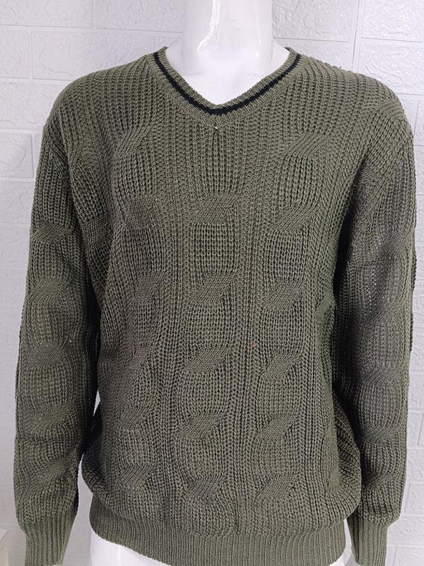 Men's Fashionable V-Neck Slim Fit Long Sleeve Knitted Sweater - 808Lush