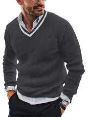 Men's Fashionable V-Neck Slim Fit Long Sleeve Knitted Sweater - 808Lush