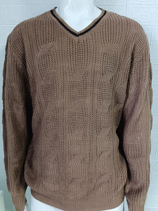 Men's Fashionable V-Neck Slim Fit Long Sleeve Knitted Sweater - 808Lush