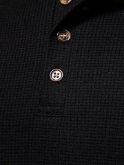 Men's Four Button Waffle Henley Neck Long Sleeve T-Shirt - 808Lush