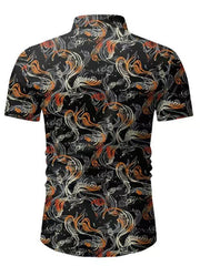 Men's Hawaiian Shirt Button Down Shirts Short-Sleeve Work Shirt Spread Collar Tops - 808Lush