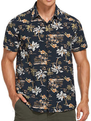 Men's Hawaiian Shirt Short Sleeves Printed Button Down Summer Beach Shirts - 808Lush