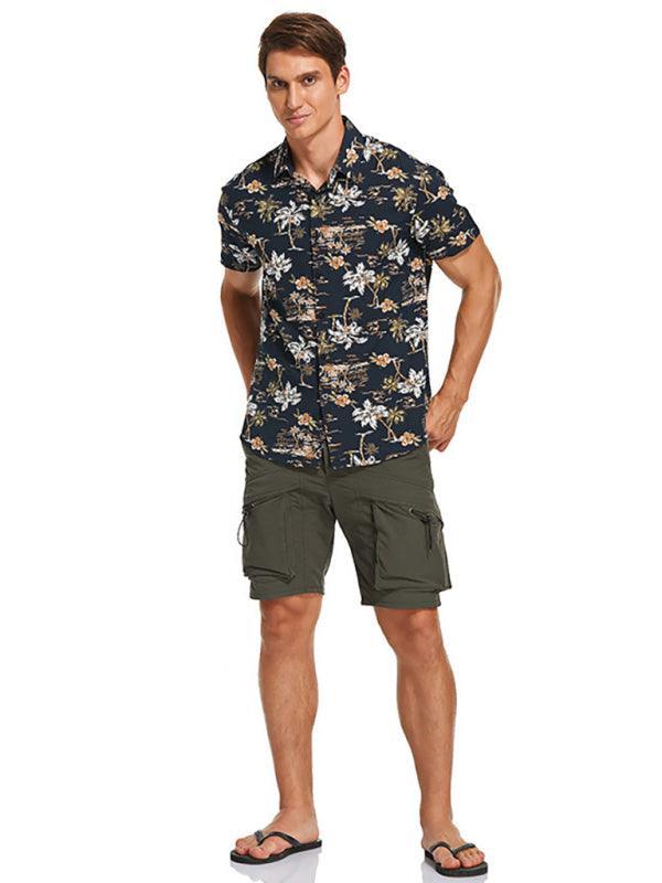 Men's Hawaiian Shirt Short Sleeves Printed Button Down Summer Beach Shirts - 808Lush