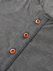 Men's Knitted Round Neck Button Long Sleeve T-Shirt - 808Lush