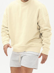 Men's Knitted Stitching Solid Color Casual Crew Neck Sweatshirt - 808Lush