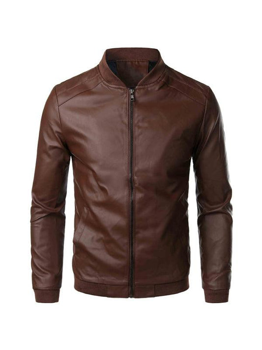 Men's Leather Jacket Spring Autumn Casual Lightweight Zip Jacket Softshell Jacket - 808Lush