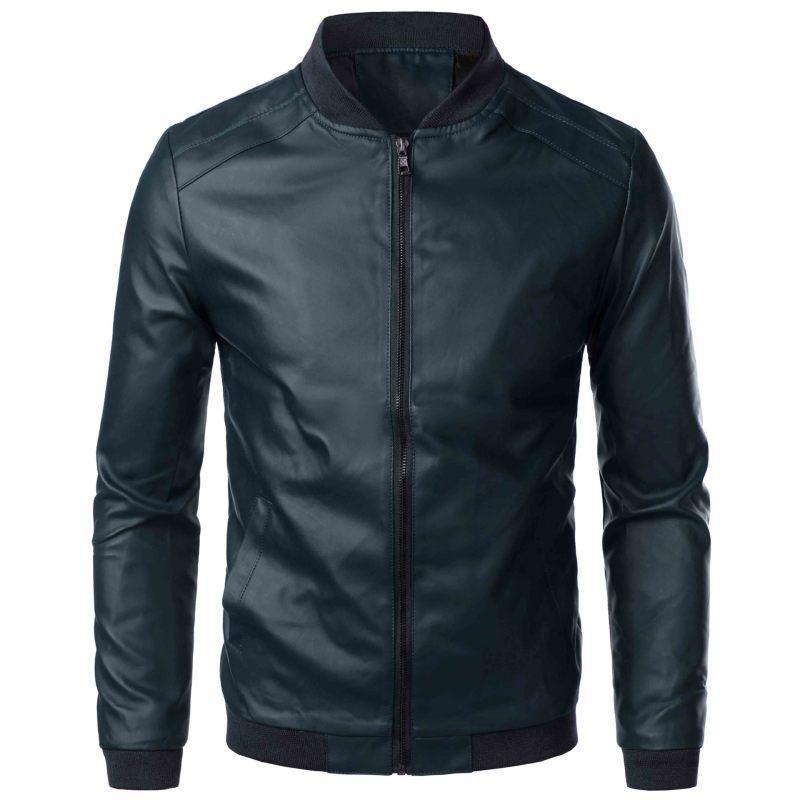 Men's Leather Jacket Spring Autumn Casual Lightweight Zip Jacket Softshell Jacket - 808Lush