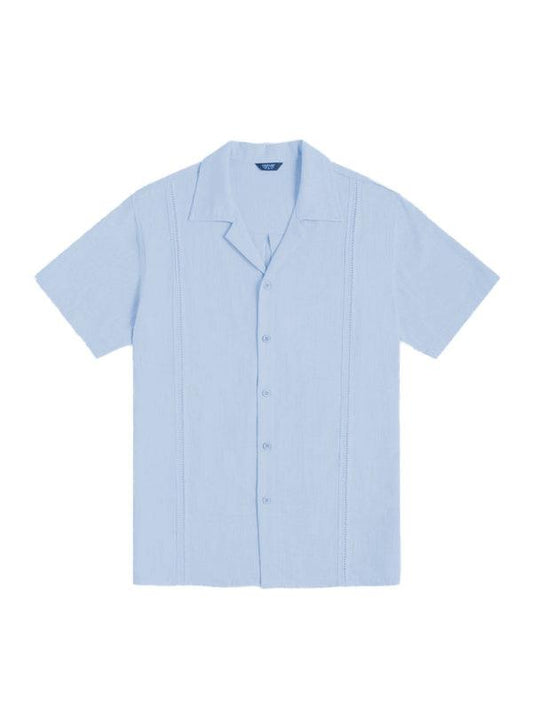 Men's Loose Casual Linen Shirt Cuban Guayabera Short Sleeve Beach Shirt - 808Lush