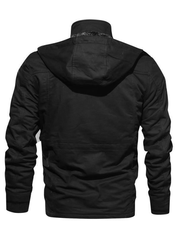 Men's Mid-Length Loose Stand Collar Hooded Cotton Top Youth Men's Jacket - 808Lush