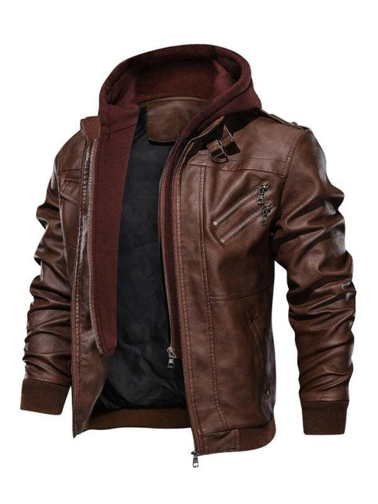 Men's Motorcycle Leather Jacket Men's Zipper PU Jacket - 808Lush