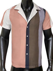 Men's Striped Casual Lapel Short Sleeve Shirt - 808Lush