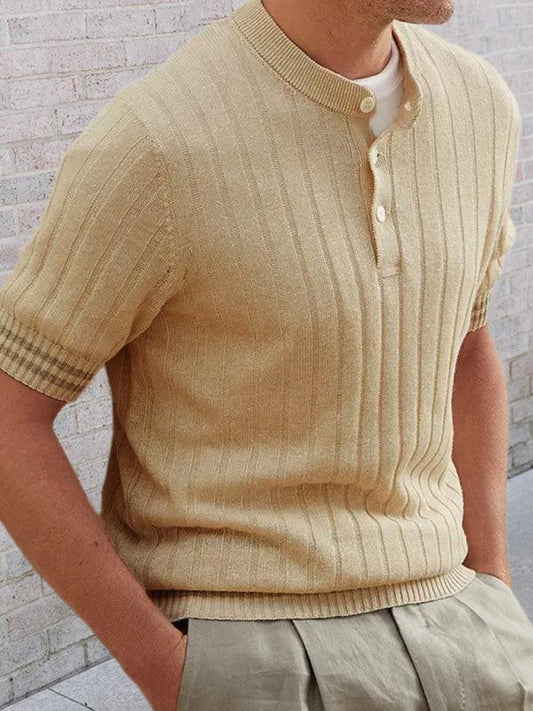 Men's POLO shirt turned short -sleeved slim sweater - 808Lush