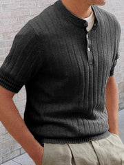 Men's POLO shirt turned short -sleeved slim sweater - 808Lush