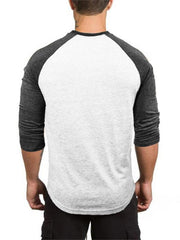 Men's Slim Three-quarter Sleeves Raglan T-Shirt Round Neck Contrasting Color Sports - 808Lush