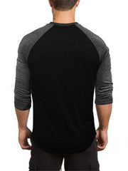 Men's Slim Three-quarter Sleeves Raglan T-Shirt Round Neck Contrasting Color Sports - 808Lush