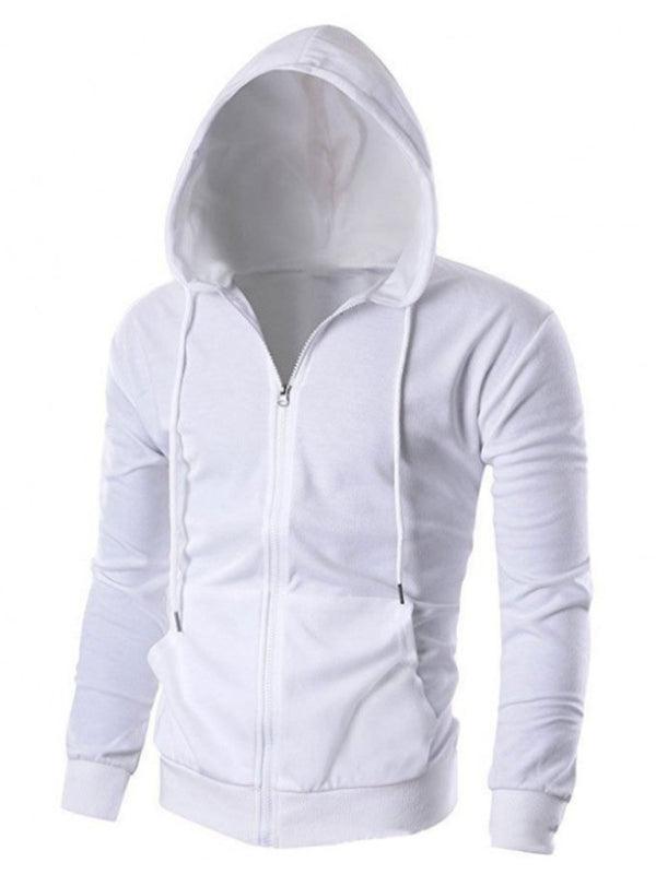 Men's Solid Color Basic Zipper Hoodie - 808Lush