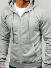 Men's Solid Color Basic Zipper Hoodie - 808Lush