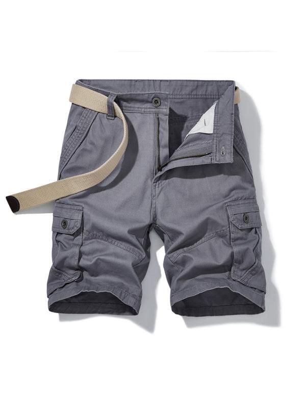 Men's Solid Color Casual Multi-Pocket Cargo Shorts（Without Belt） - 808Lush