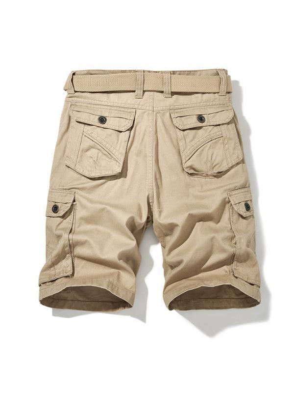 Men's Solid Color Casual Multi-Pocket Cargo Shorts（Without Belt） - 808Lush