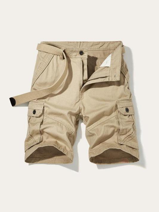 Men's Solid Color Casual Multi-Pocket Cargo Shorts（Without Belt） - 808Lush