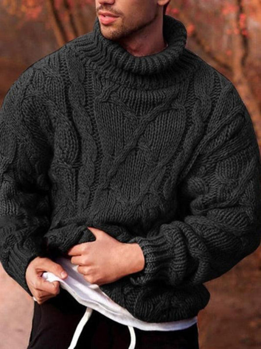 Men's Solid Color Fashion Casual Twist Turtleneck Sweater - 808Lush
