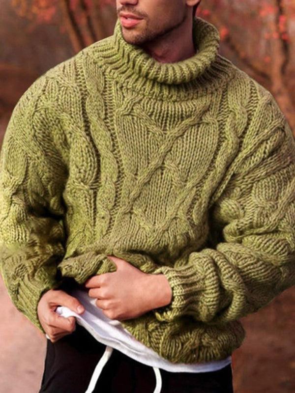 Men's Solid Color Fashion Casual Twist Turtleneck Sweater - 808Lush