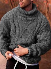 Men's Solid Color Fashion Casual Twist Turtleneck Sweater - 808Lush