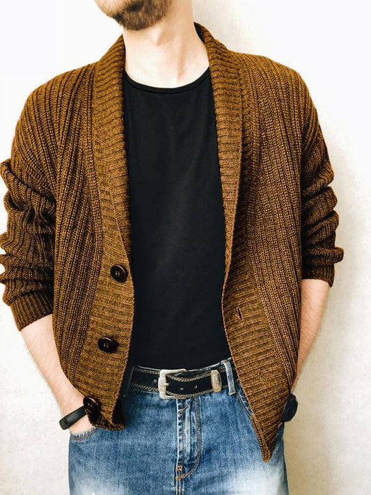 Men's Solid Color Single Breasted Casual Knit Cardigan - 808Lush